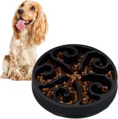 Relaxdays anti schrokbak hond - grote voerbak tegen schrokken - hondenvoerbak 1500 ml - zwart