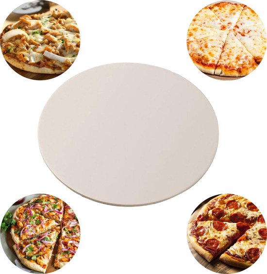 MaxxHome Pizzasteen - BBQ steen - Pizzasteen voor de lekkerste bereiding van een pizza op jouw barbecue of in de oven - Pizza steen rond - Medium (33 cm)