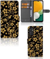 Telefoonhoesje Samsung Galaxy A14 5G Bookcase Cadeau voor Oma Gouden Bloemen