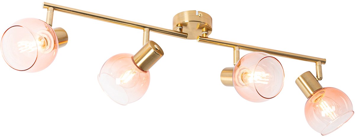 QAZQA vidro - Art Deco Plafondspot | Spotje | Opbouwspot - 4 lichts - L 77 cm - Roze - Woonkamer | Slaapkamer | Keuken