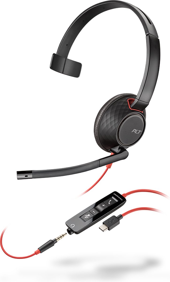 POLY Blackwire 5210 Headset Bedraad Hoofdband Kantoor/callcenter USB Type-C Zwart