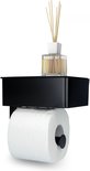 Gatot Goodies RVS Toiletrolhouder met Plankje - WC Rolhouder Zwart Zonder Boren –Toiletpapierhouder Zelfklevend – Met Lade