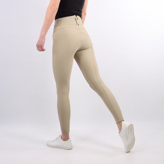 FitsT4 Sports Rijbroek voor meisjes, siliconen, volledig bezet, hoge taille, rijbroek met 2 zijzakken met ritssluiting en riemlussen, paars, M