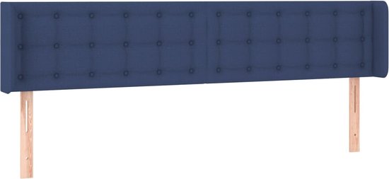 vidaXL - Hoofdbord - met - randen - 203x16x78/88 - cm - stof - blauw
