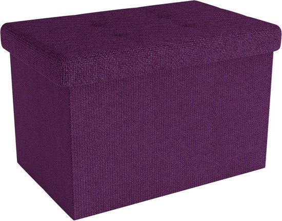 Intirilife Pouf pliable 49x30x30 cm en MIST PURPLE - Siège cube avec rangement et revêtement en tissu avec cavités - Siège cube repose-pieds boîte de rangement boîte pouf