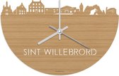 Skyline Klok Sint Willebrord Bamboe hout - Ø 40 cm - Stil uurwerk - Wanddecoratie - Meer steden beschikbaar - Woonkamer idee - Woondecoratie - City Art - Steden kunst - Cadeau voor hem - Cadeau voor haar - Jubileum - Trouwerij - Housewarming -