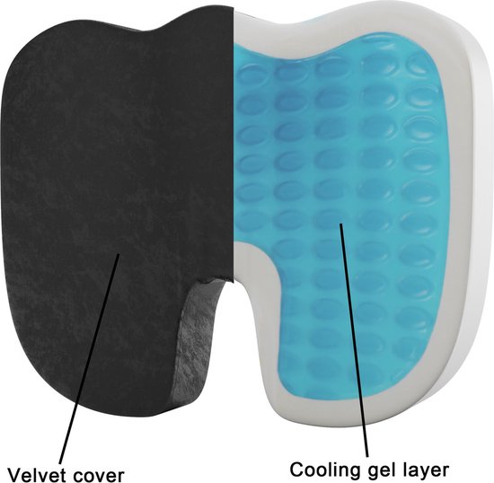 Yolispa Orthopedisch zitkussen met rugleuning, traagschuim zitkussen