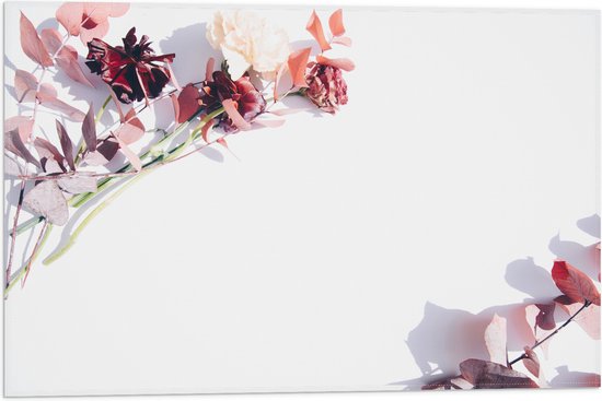 Vlag - Kader van Tak met Roze Bloemen - 60x40 cm Foto op Polyester Vlag