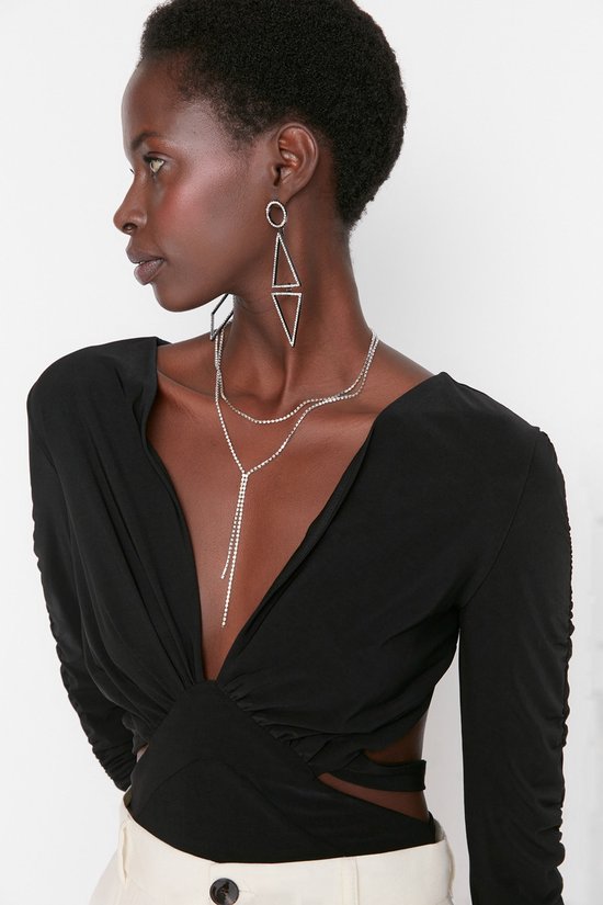 RoomTour Elegante bodysuit voor dames, met lange mouwen, hooggesloten