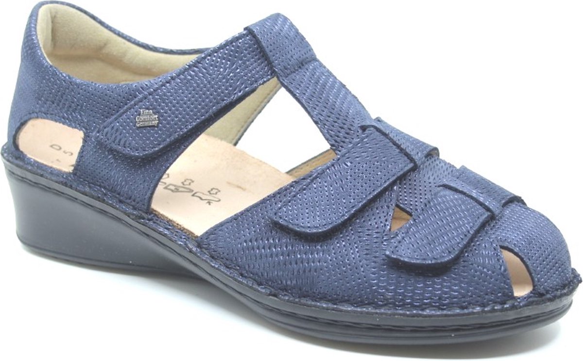 Finn Comfort, FUNEN, 02666-761319, Blauwe dames sandalen met dichte neus