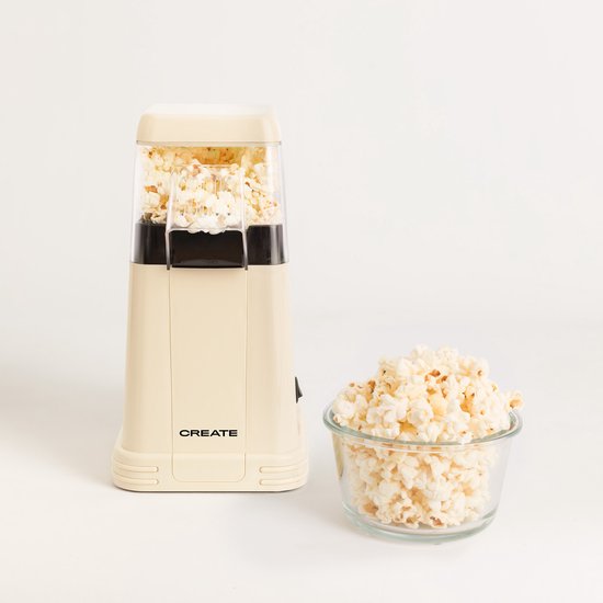 CREATE - POPCORN MAKER - Popcornmachine - Olie- en Vetvrij - Gebroken wit