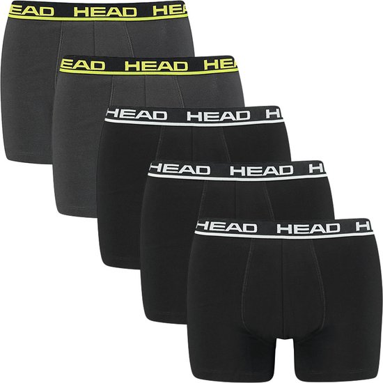 HEAD 5P boxers basic zwart & grijs - M