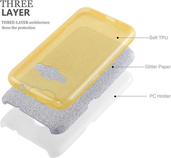 Cadorabo Coque pour Samsung Galaxy J1 2016 en STAR FABRIC GOLD - Housse de protection en silicone TPU au design pailleté