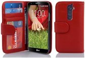 Cadorabo Hoesje voor LG G2 in INFERNO ROOD - Beschermhoes met magnetische sluiting en 3 kaartsleuven Book Case Cover Etui