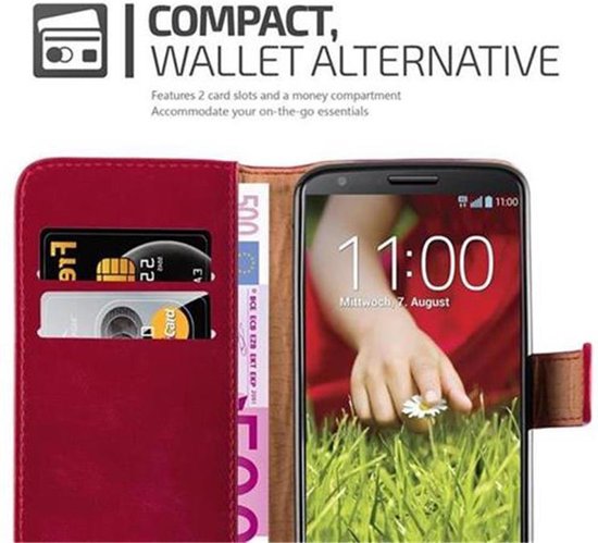 Étui Cadorabo pour LG G2 en ROUGE VIN - Housse de protection avec fermeture magnétique, fonction support et poche pour cartes Book Case Cover Etui