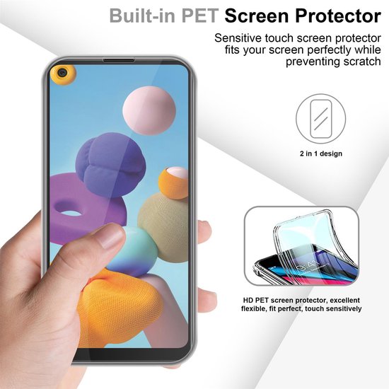 Coque Cadorabo pour Samsung Galaxy A21 en TRANSPARENT - Coque de protection intégrale à 360° - Protection avant et arrière, protection intégrale avec film protecteur d'écran
