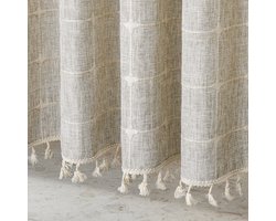 Floraweg Douchegordijn,douchegordijnen voor badkamer linen kleur kraam douchegordijn, wasbaar waterdichte 180X175cm -Beige