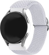 Strap-it Smartwatch bandje 20mm - geweven / gevlochten nylon bandje geschikt voor Samsung Galaxy Watch 6 / 6 Classic / Watch 5 / 5 Pro / Watch 4 / 4 Classic / Watch 3 41mm / Watch 1 42mm / Watch Active / Active 2 / Gear Sport - wit