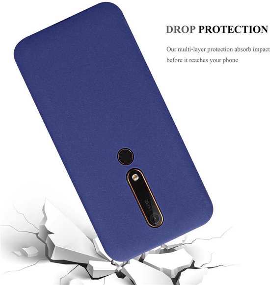 Cadorabo Hoesje geschikt voor Nokia 6.1 in FROST DONKER BLAUW - Beschermhoes gemaakt van flexibel TPU silicone Case Cover