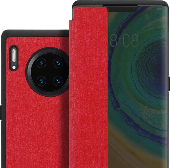Coque Cadorabo pour Huawei MATE 30 PRO en ROUGE - Smart Cover en fibre optique - Housse de protection avec fonction support Book Case Cover Etui