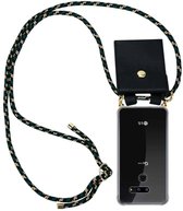 Cadorabo Hoesje geschikt voor LG G8 ThinQ in CAMOUFLAGE - Silicone Mobiele telefoon ketting beschermhoes met gouden ringen, koordriem en afneembare etui