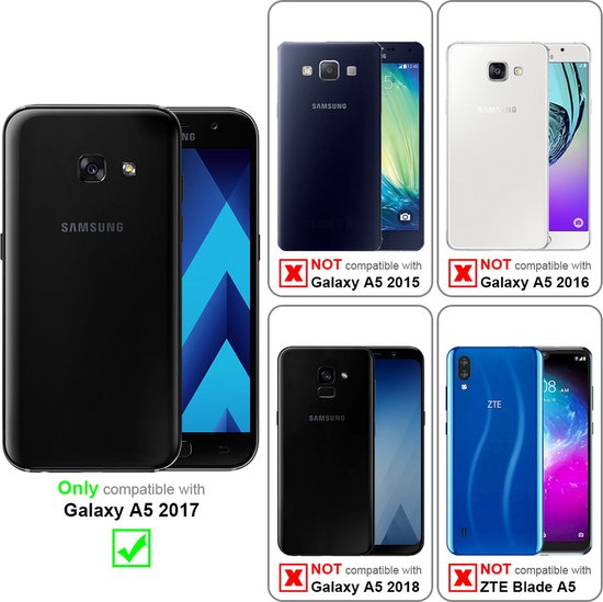 Chaîne de téléphone portable Cadorabo pour Samsung Galaxy A5 2017 en NOIR ARGENT - Étui de protection en silicone avec anneaux dorés, cordon et pochette amovible