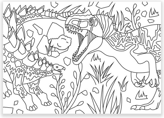 Inkleurkaarten 5x “Dinoland”