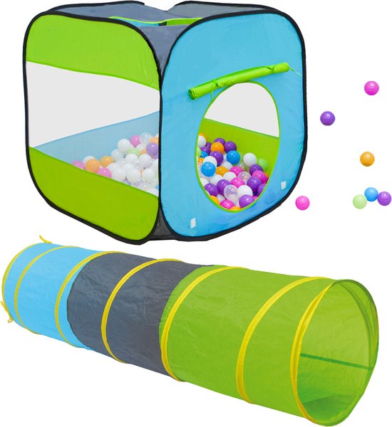 Kinder Ballentent met Tunnel - 300 Ballen - 70x70x72 Pop Up Ballenbad  Tunnel | bol.com