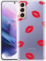 Hoesje Geschikt voor Samsung Galaxy S21 Red Kisses