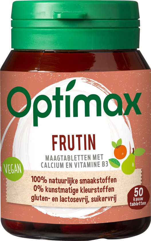 Optimax Frutin Maagfijn - Voedingssupplement - 50 kauwtabletten