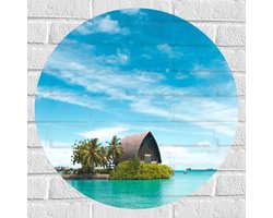 WallClassics - Muursticker Cirkel - Hotel op het Water - Malediven - 60x60 cm Foto op Muursticker