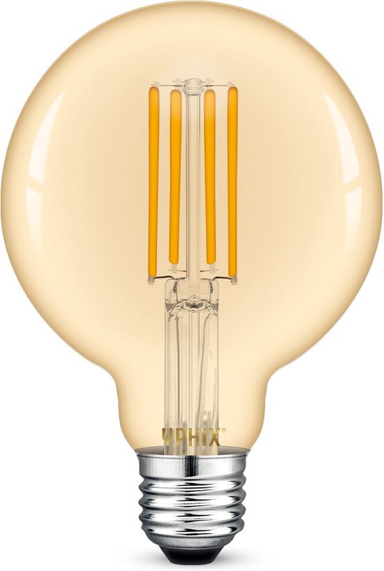 Yphix E27 LED filament lamp Atlas G95 amber 7W 1800K dimbaar - G95