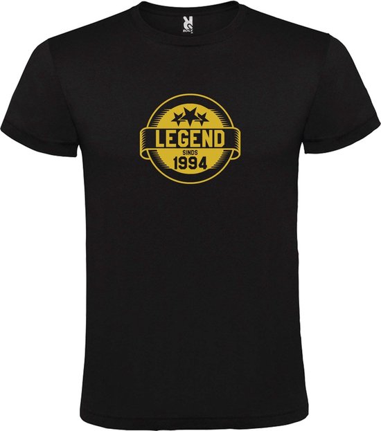 Zwart T-Shirt met “Legend sinds 1994 “ Afbeelding Goud Size XXXXXL