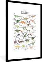 Poster in fotolijst kinderen - Alfabet - Dinosaurus - Jongens - Meisjes - Kinderen - Educatief - Muurdecoratie kinderkamer - 80x120 cm - Poster kinderkamer - Poster dinosaurus