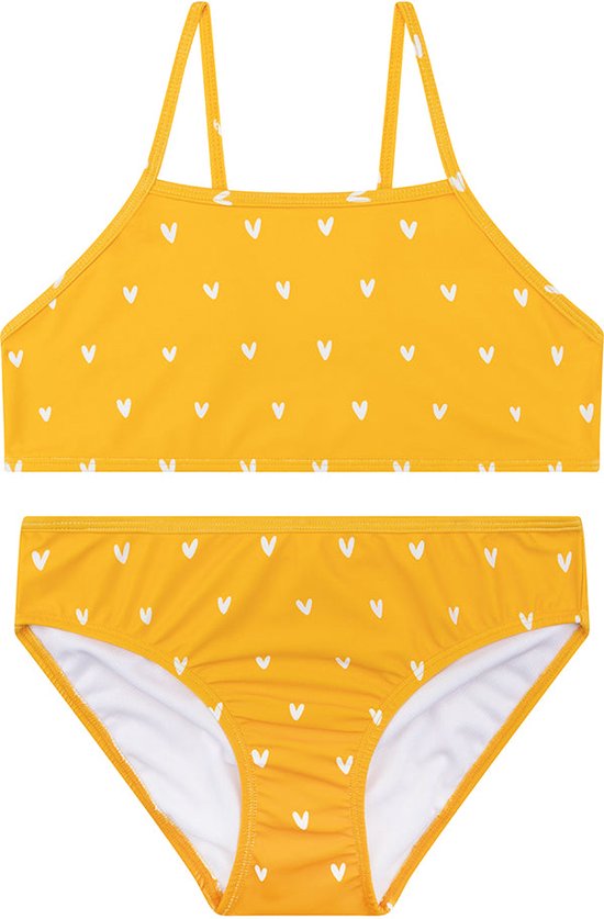 Swim Essentials Bikini Meisjes - Zwemkleding Meisjes - Oranje Hartjes - Maat 122/128