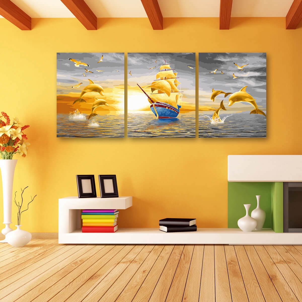 Schilderen Op Nummer Volwassenen DIY Paint By Number Compleet Hobby Pakket op Frame met Vernis - ®Arty Bee - Golden Pearl - 3x40x50cm — afbeelding 4