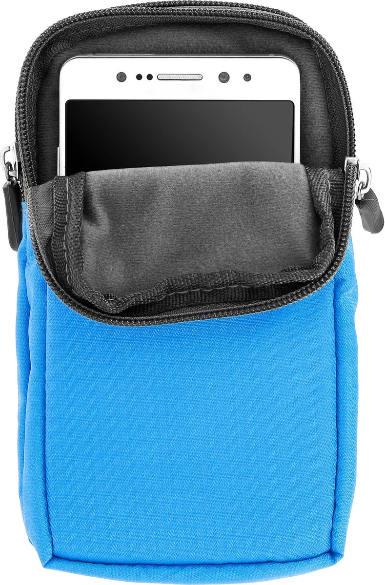 Avizar Zak 167 x 88 mm waterdichte nylon multi-pocket smartphonehouder, Blauw