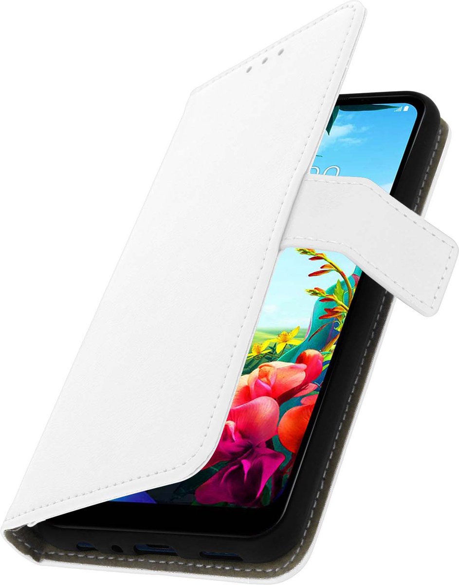 Cover Geschikt voor LG K40s Flip Wallet Stand Video witte