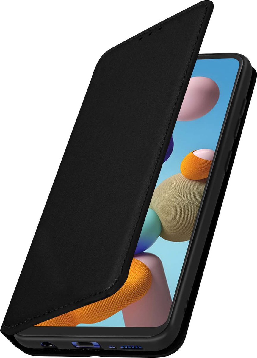 Hoes Geschikt voor Samsung Galaxy A21s klep portefeuille, video standaard zwart