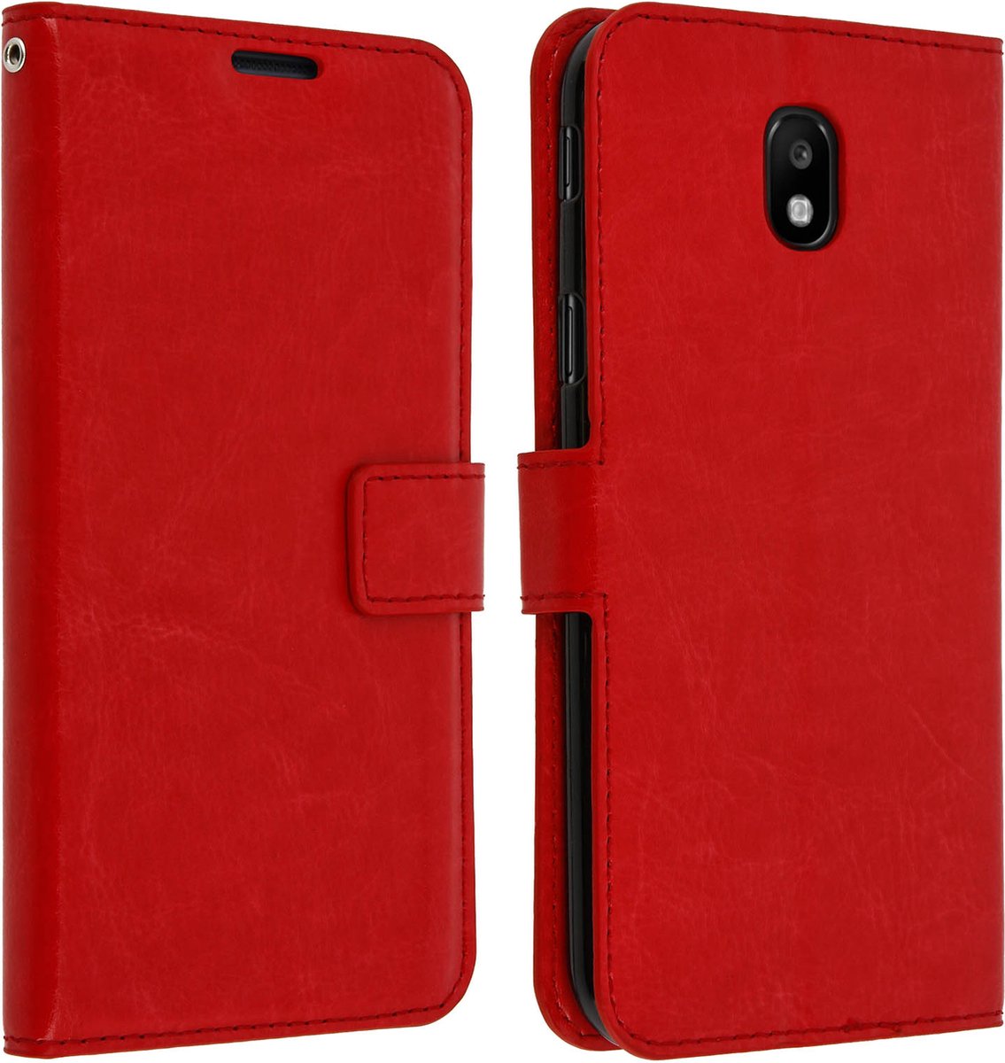 Avizar Foliohoes Geschikt voor Samsung Galaxy J3 2017 Portemonnee en videostandaard, vintage serie - rood, Rood