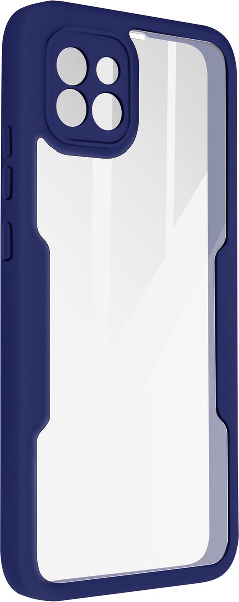 Integraal Hoesje Geschikt voor Samsung Galaxy A03 Achterkant plexiglas, blauw