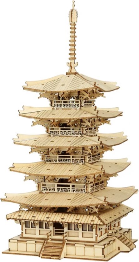 Robotime - Maquettes en bois - Japon - Pagode à Five étages - Kit de construction miniature - Modélisme - DIY - Puzzle 3D en bois - Adolescents - Adultes