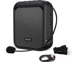 SHIDU Mini Stemversterker Draagbare Oplaadbare Bluetooth - Luidspreker met Bedrade Microfoon Headset 10W 1800mAh PA-Systeem Ondersteunt MP3 Formaat Audio voor Leraren - Zang - Coaches - Training - Gids