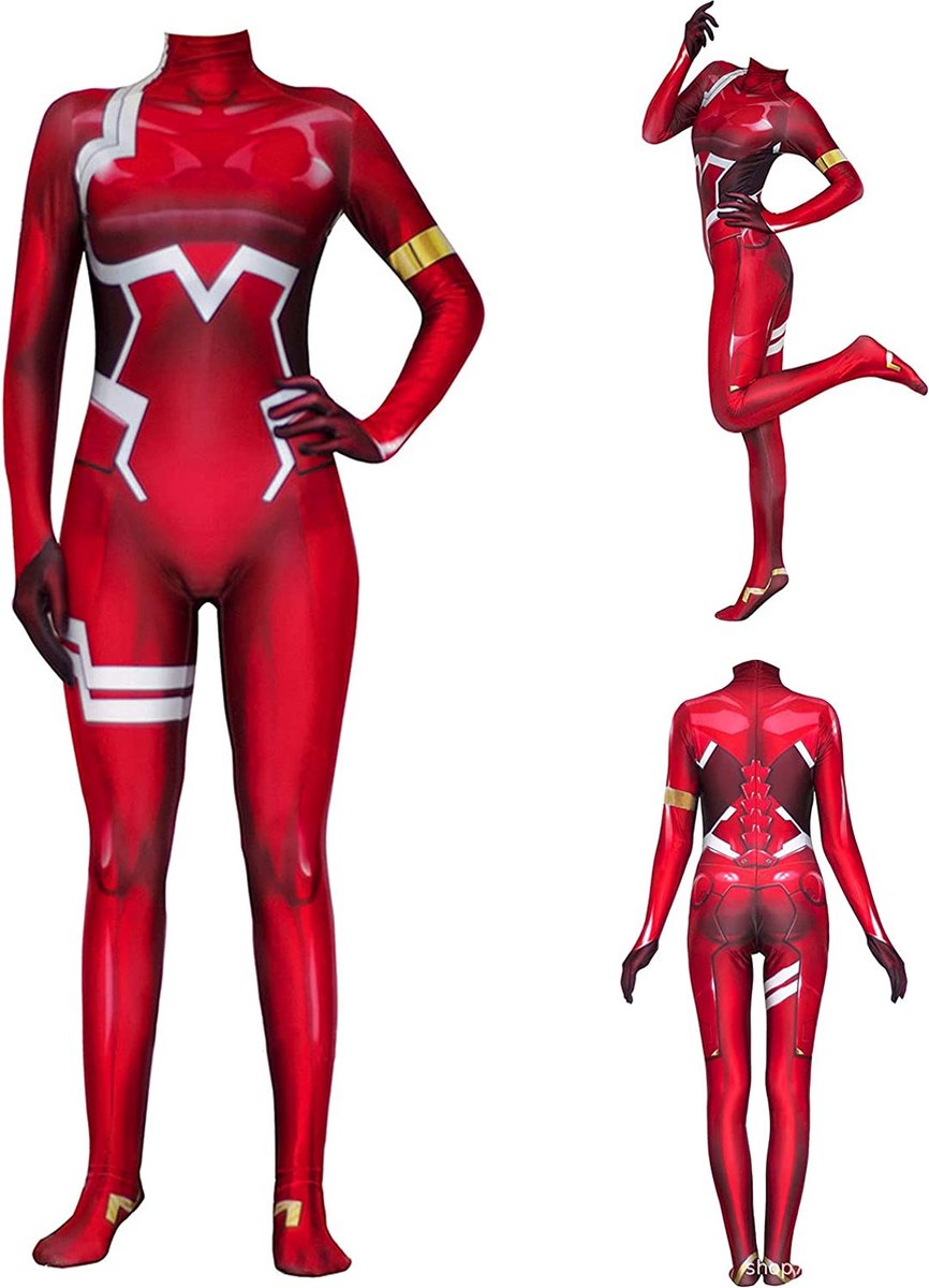 SissyMarket - Bodysuit superheld Red Animegirl - 2XLarge - Cosplay - E-girl - Gamer Girl