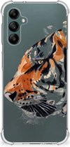 Anti Shock Bumper Case Geschikt voor Samsung Galaxy A14 5G Smartphone hoesje met doorzichtige rand Tiger