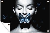 Décoration murale Femme - Papillon - Chic - 180x120 cm - Poster jardin - Toile jardin - Poster extérieur