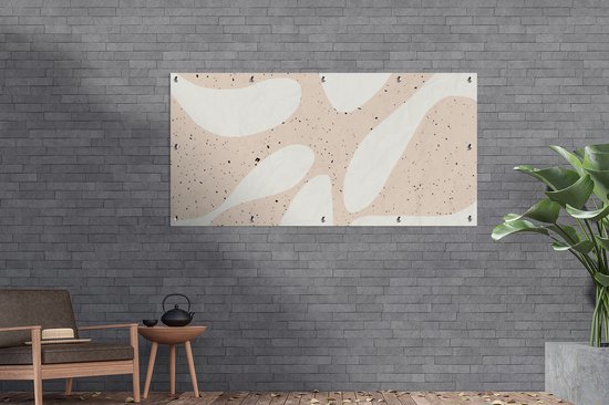 Décoration murale d'extérieur Plantes - Abstrait - Rose - Pastel - 160x80 cm - Toile de jardin - Poster extérieur