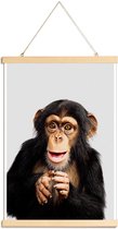 JUNIQE - Posterhanger Chimpanzee -40x60 /Grijs & Oranje