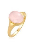 Elli Ring Dames zegelring Ovaal Trend Chunky met Roze Kwarts in 925 Sterling Zilver