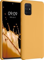 kwmobile telefoonhoesje voor Samsung Galaxy A71 - Hoesje met siliconen coating - Smartphone case in goud-oranje